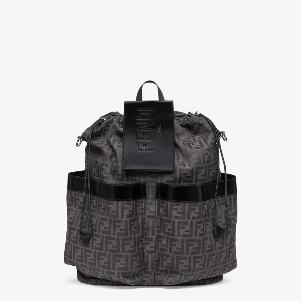 Fendi Strike Large — Black and Gray FF Jacquard Backpack