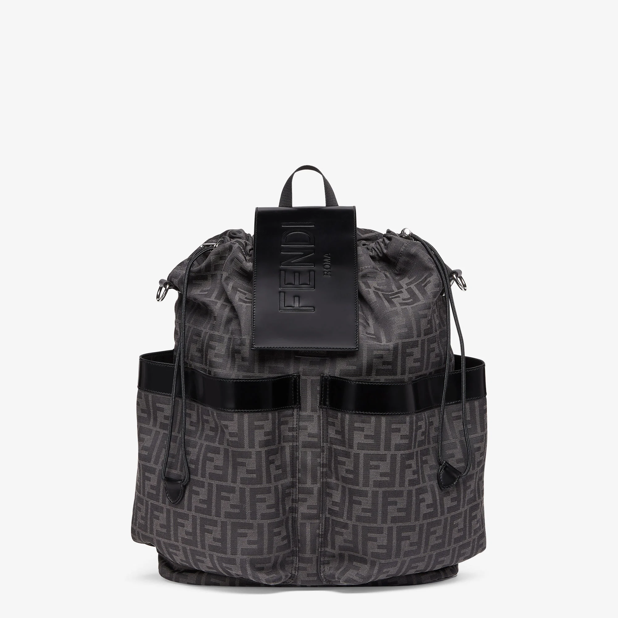 Fendi Strike Large — Black and Gray FF Jacquard Backpack