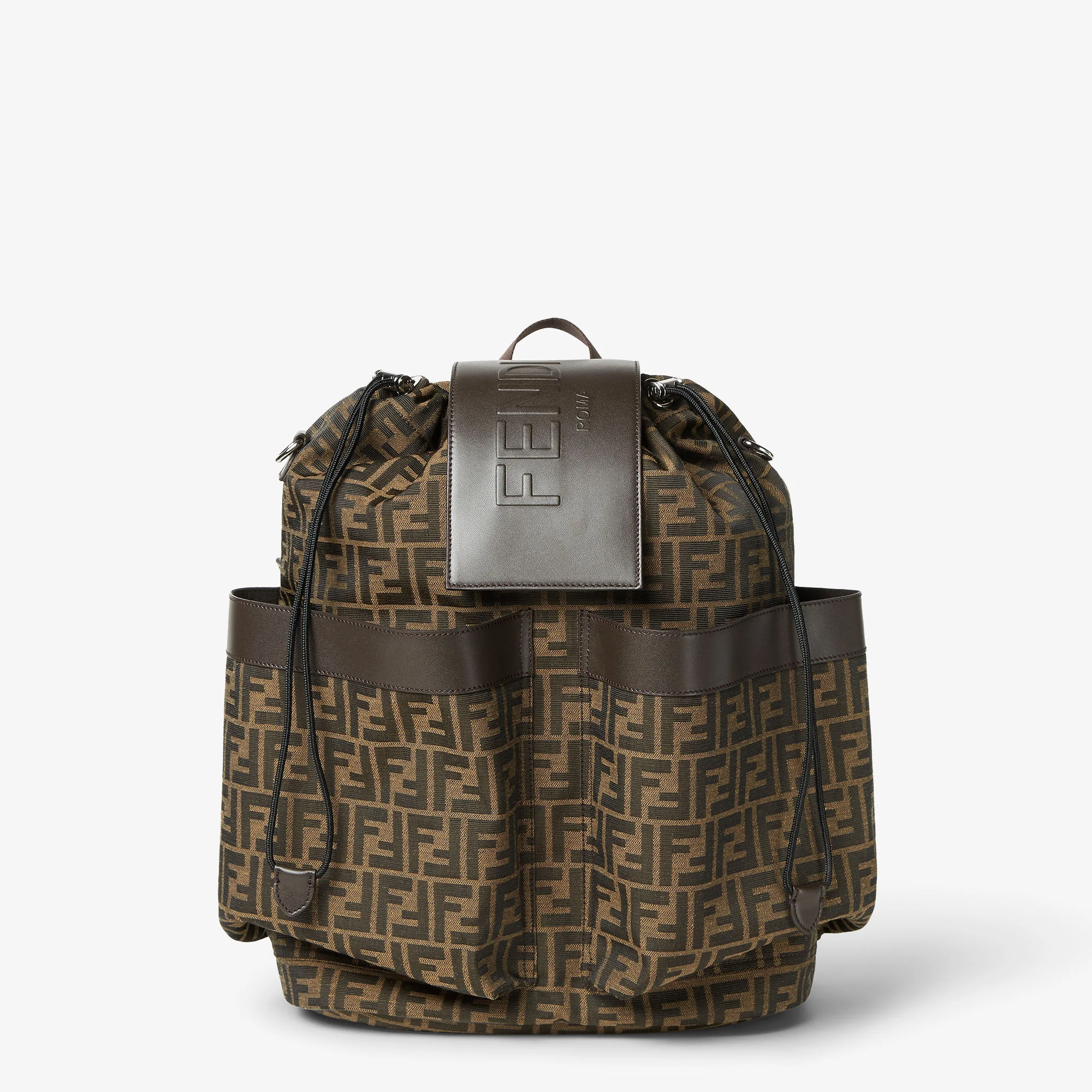 Fendi Strike Large — Brown FF Jacquard Backpack