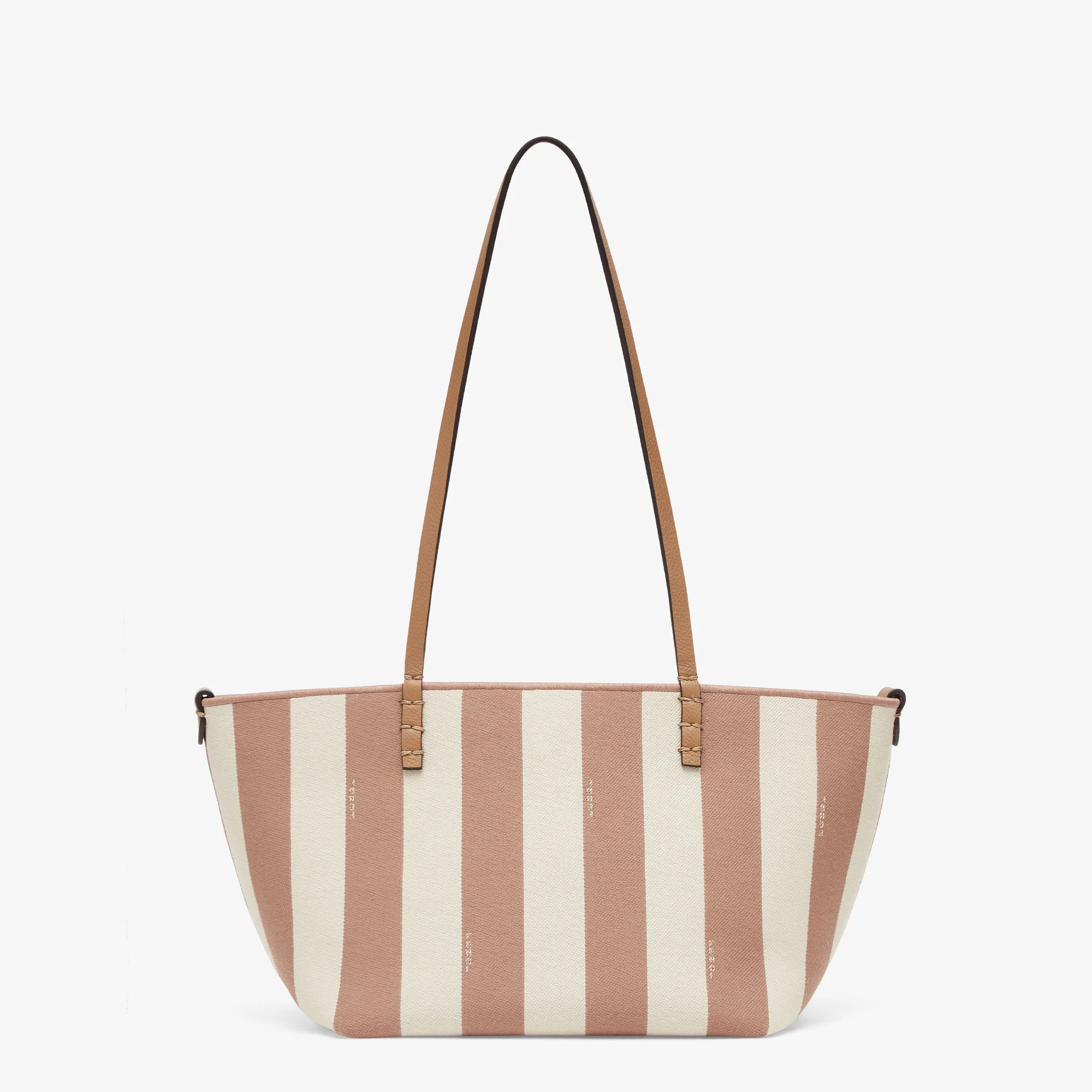 Fendi Small Roll — Pequin Striped & Beige FF Fabric Reversible Shopper