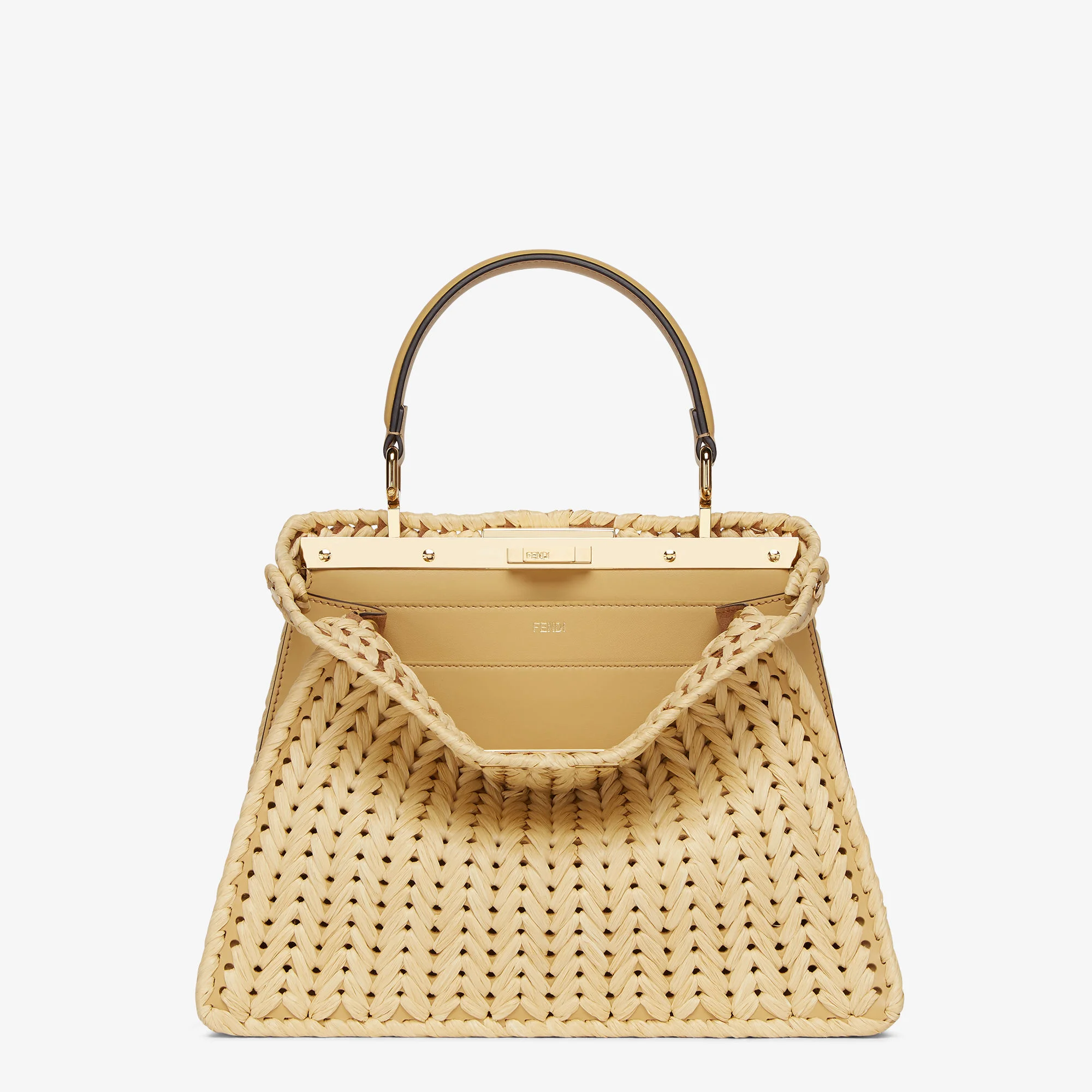 Fendi Peekaboo ISeeU Medium — Sand Leather & Interlaced Fiber