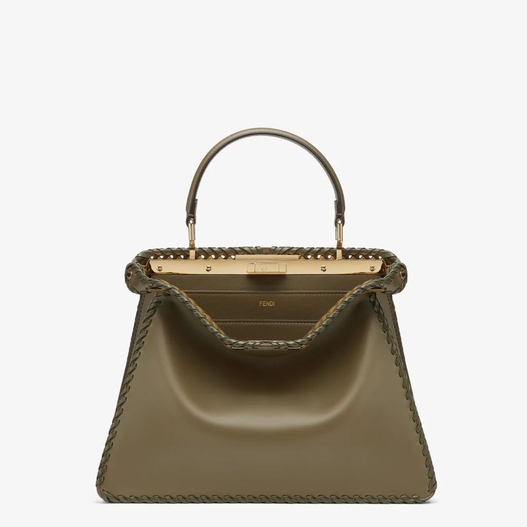 Fendi Peekaboo ISeeU Medium — Green Leather with Two-Tone Interlace