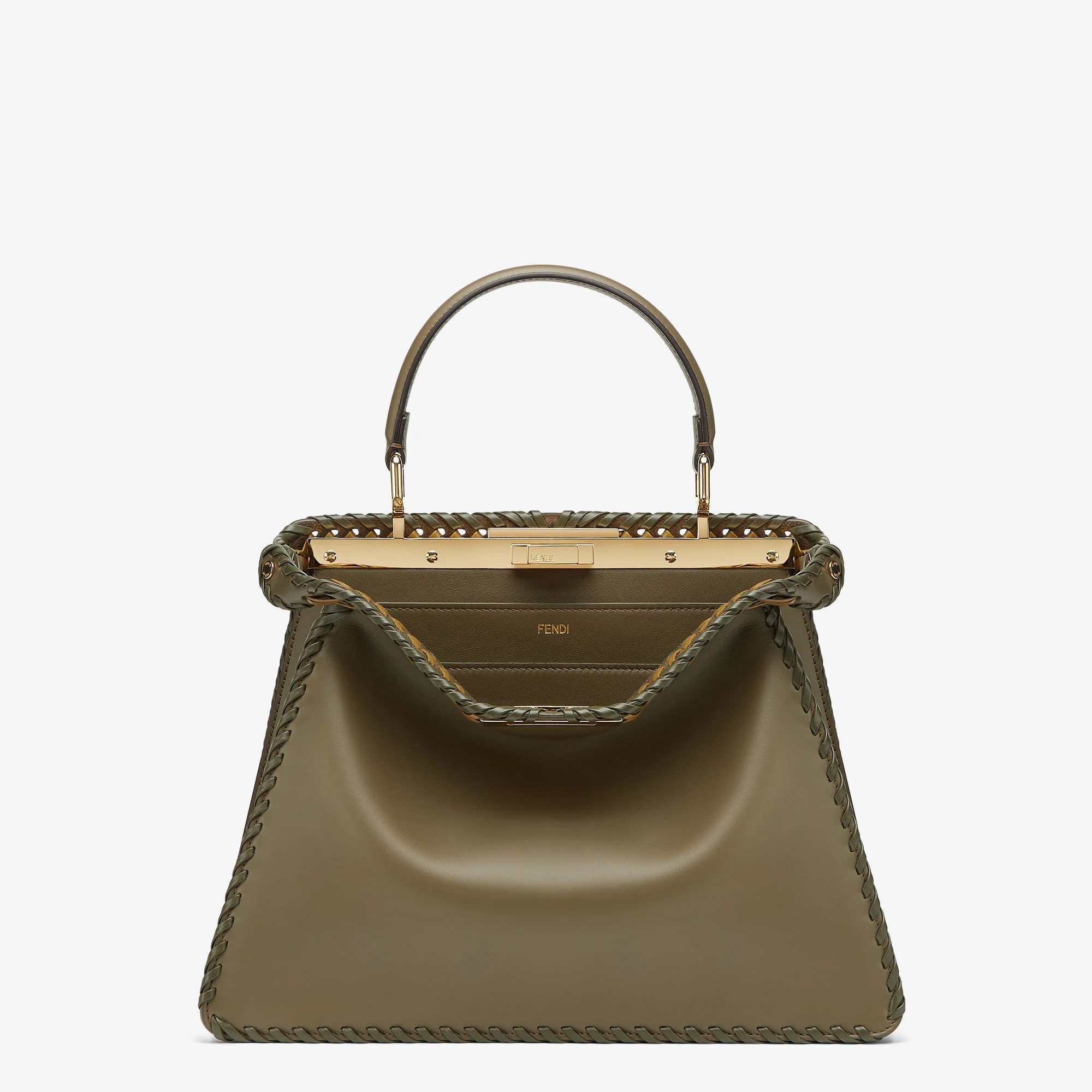 Fendi Peekaboo ISeeU Medium — Green Leather with Two-Tone Interlace