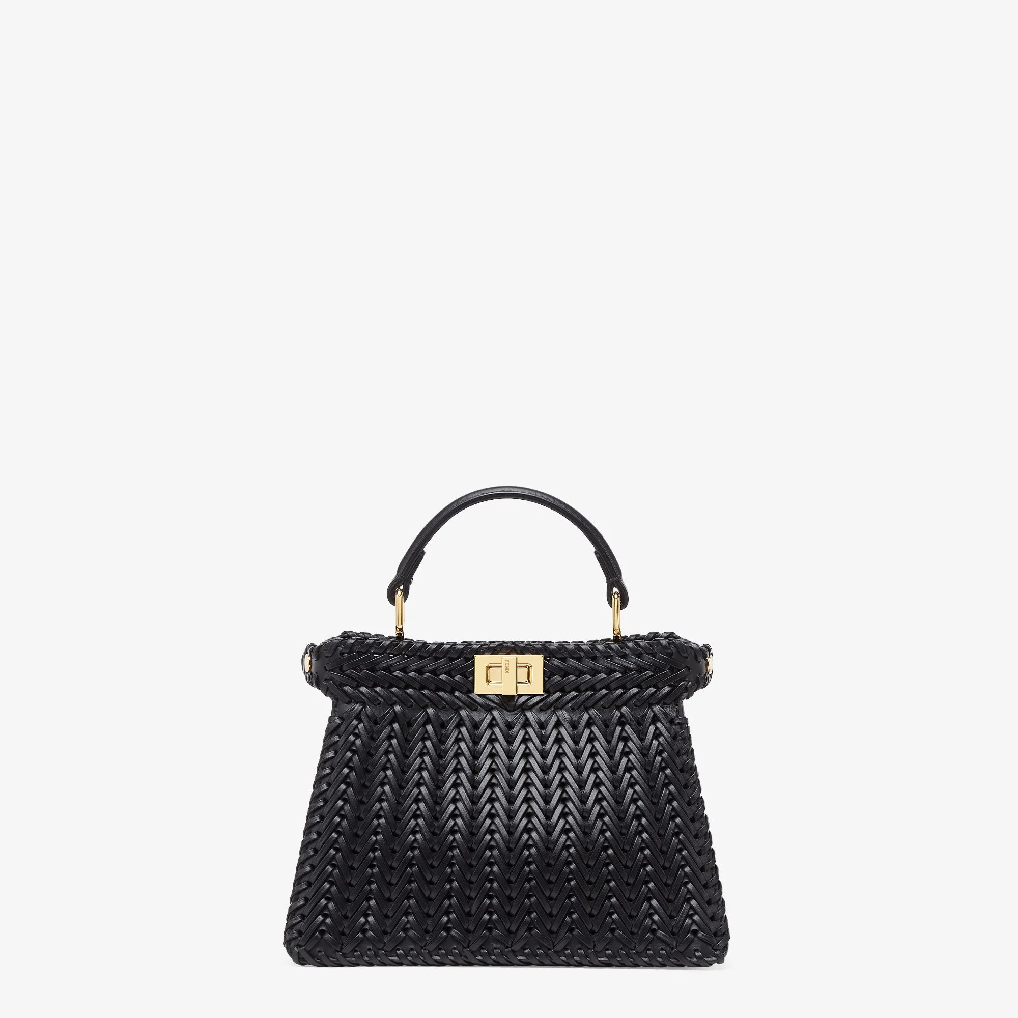 Fendi Peekaboo ISeeU Petite — Black Interlace Leather