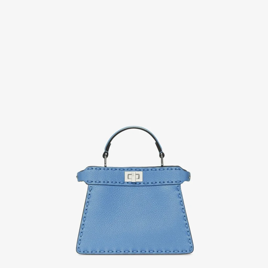Fendi Peekaboo ISeeU Petite Selleria — Light Blue Cuoio Romano