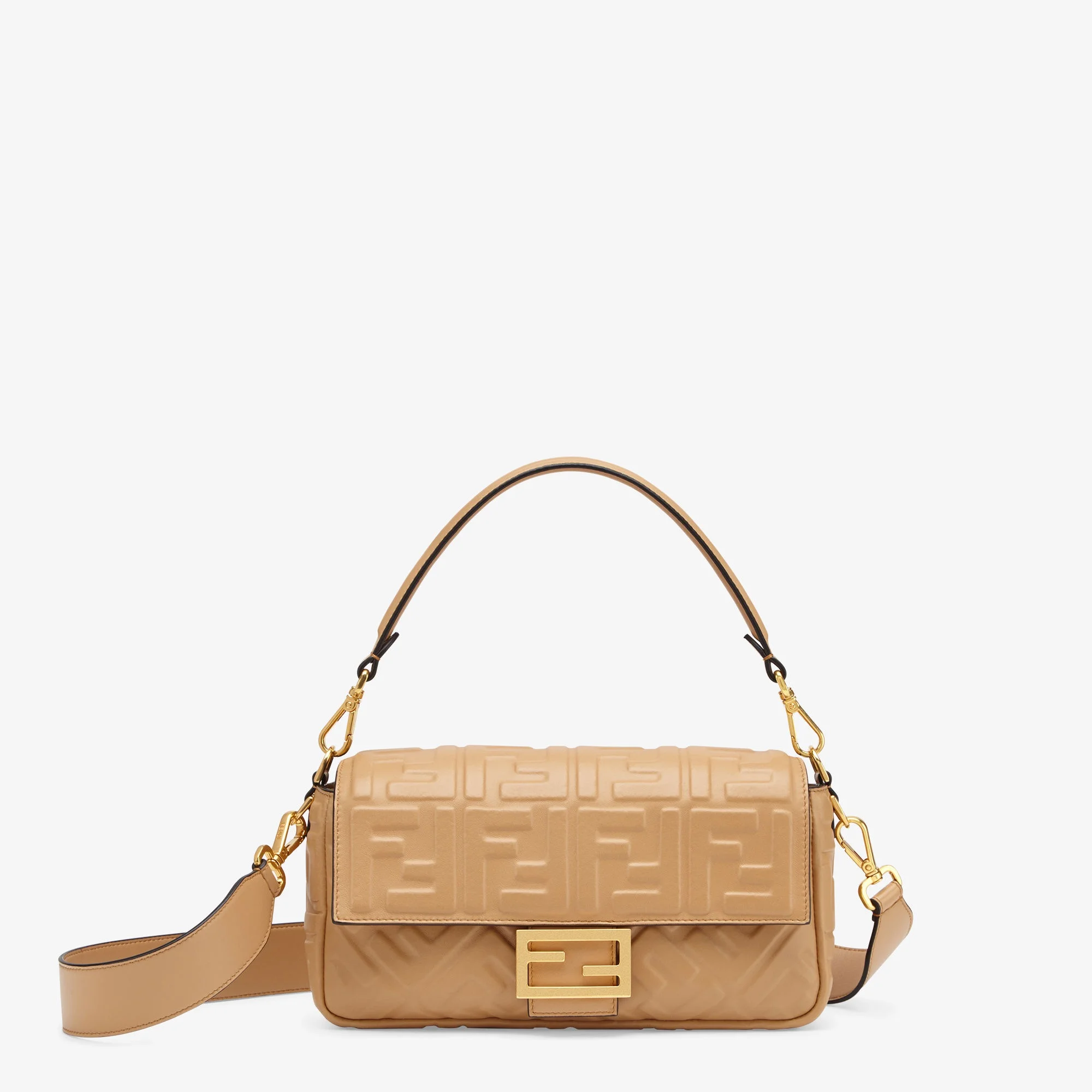 Fendi Baguette — Beige Nappa Leather with Embossed FF Motif