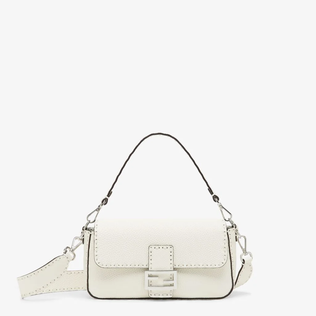 Fendi Baguette Selleria — Ice White Cuoio Romano