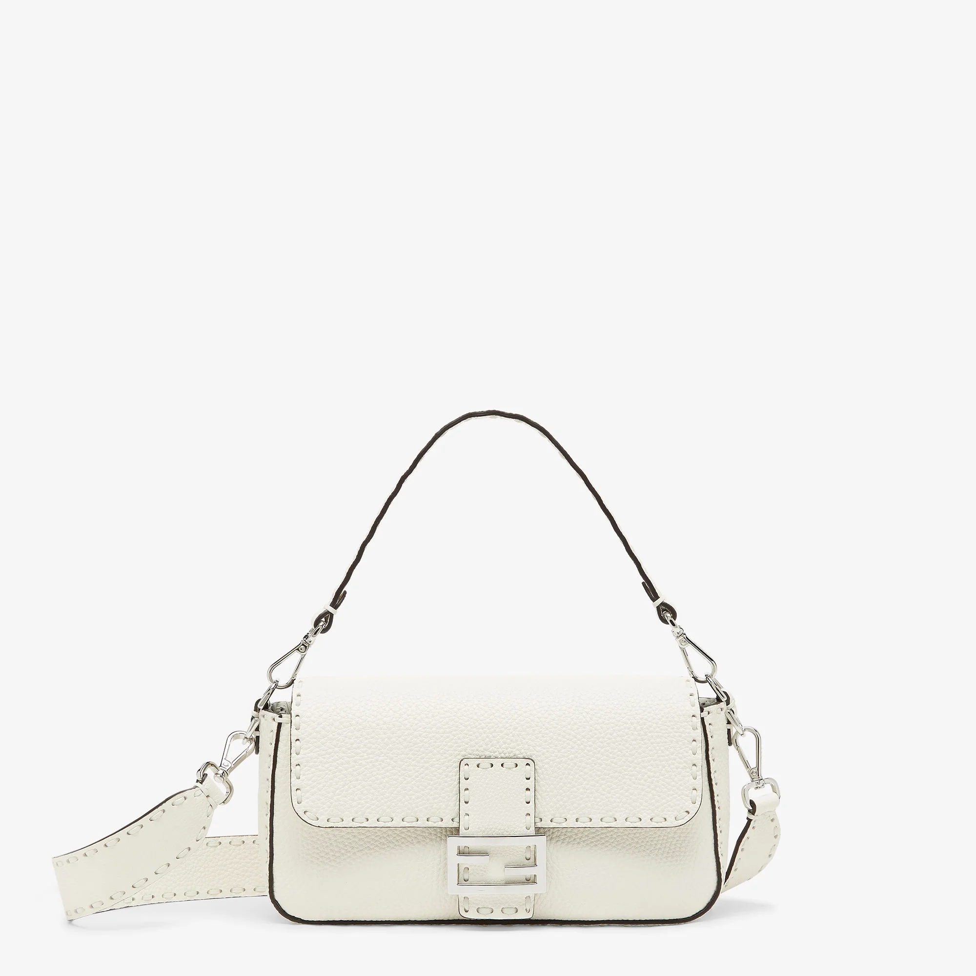 Fendi Baguette Selleria — Ice White Cuoio Romano