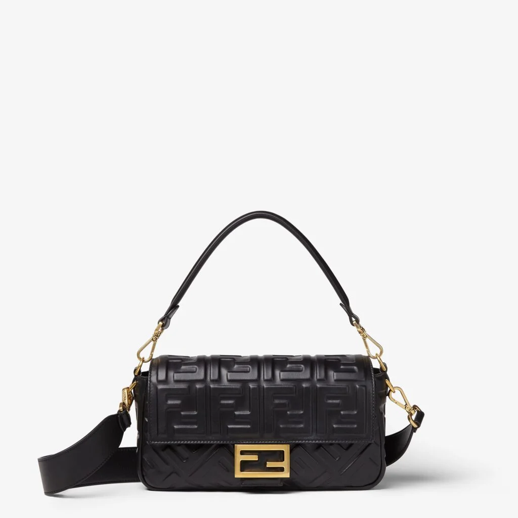 Fendi Baguette — Black Leather with Embossed FF Motif