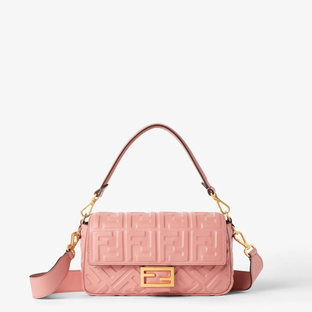 Fendi Baguette — Pink Leather with Embossed FF Motif