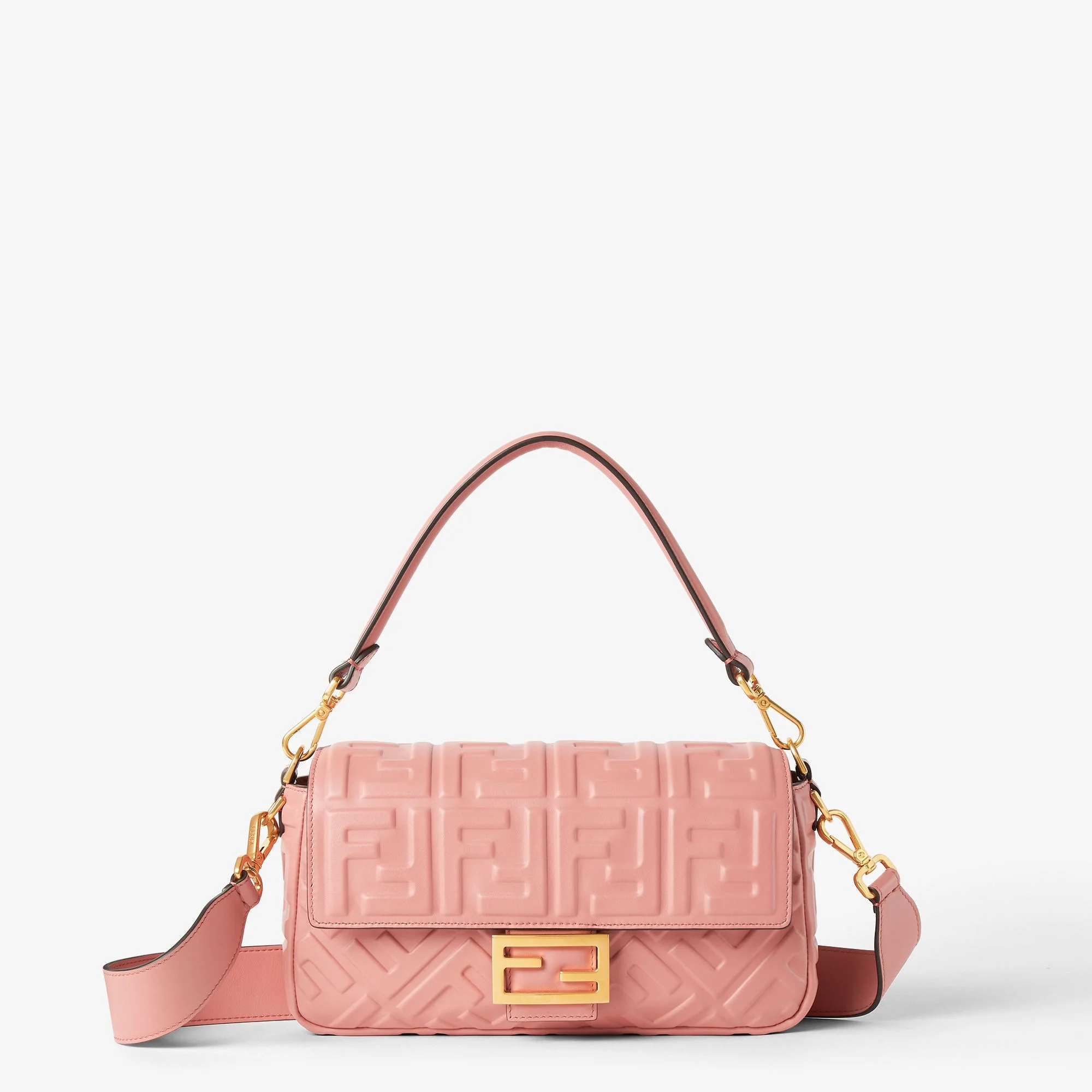 Fendi Baguette — Pink Leather with Embossed FF Motif