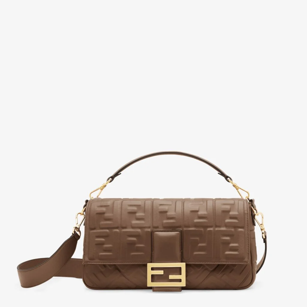 Fendi Baguette Large — Brown Nappa Leather with Embossed FF Motif