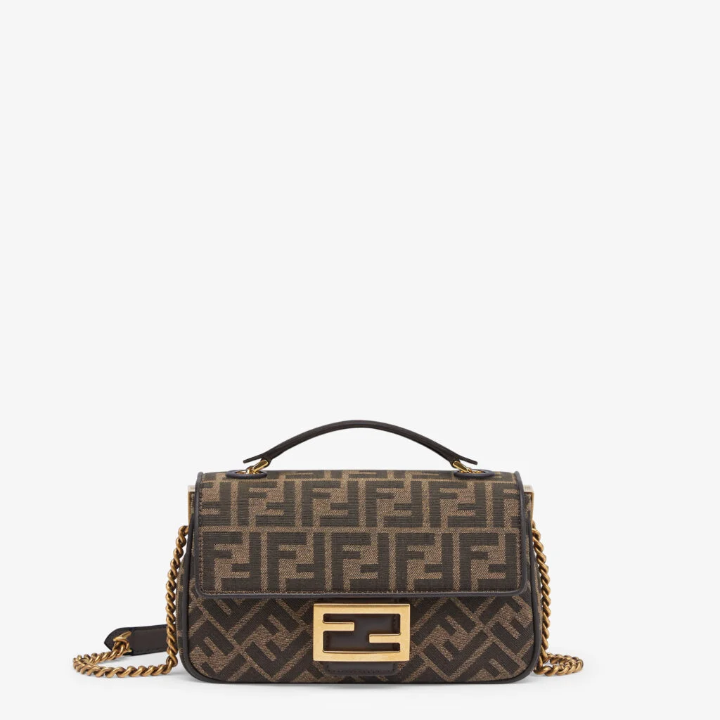 Fendi Baguette Chain Midi — Brown FF Jacquard Fabric