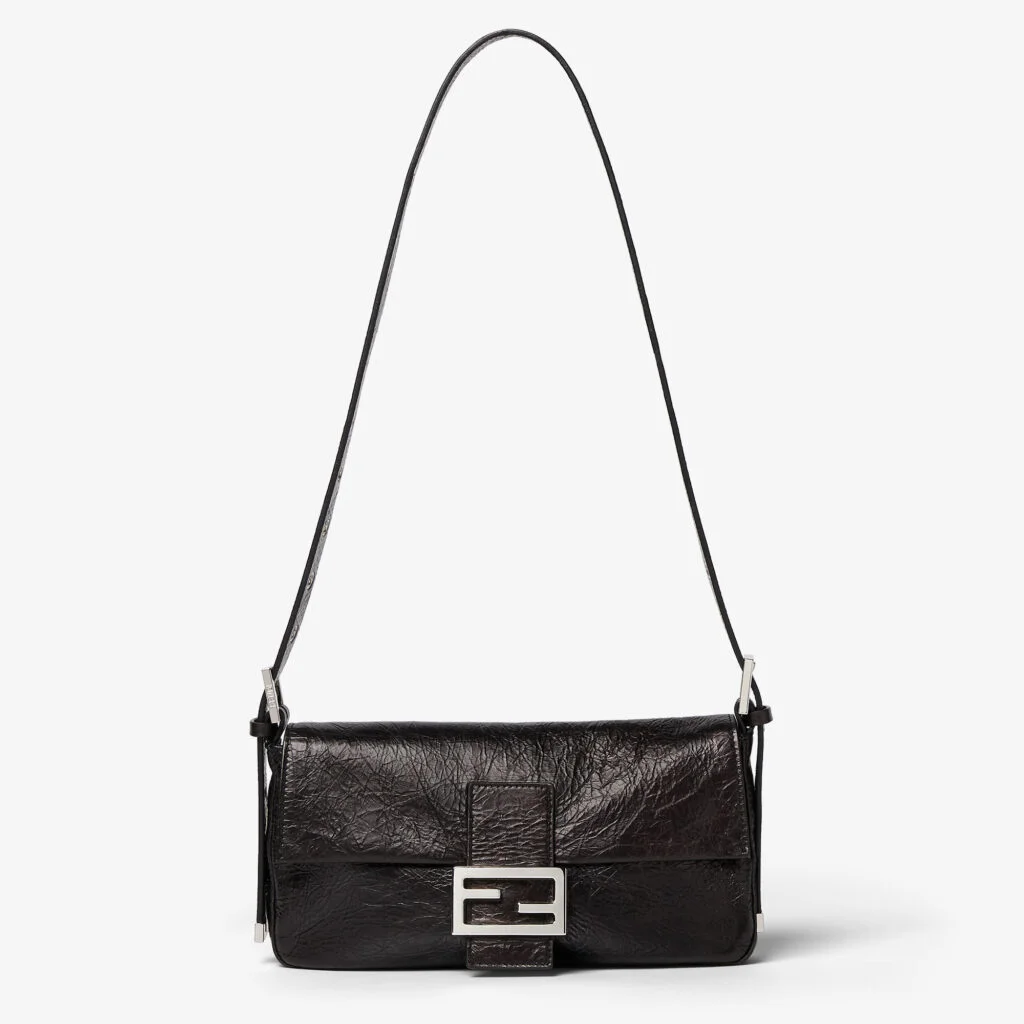 Fendi Baguette 26424 — Crackled Black Leather