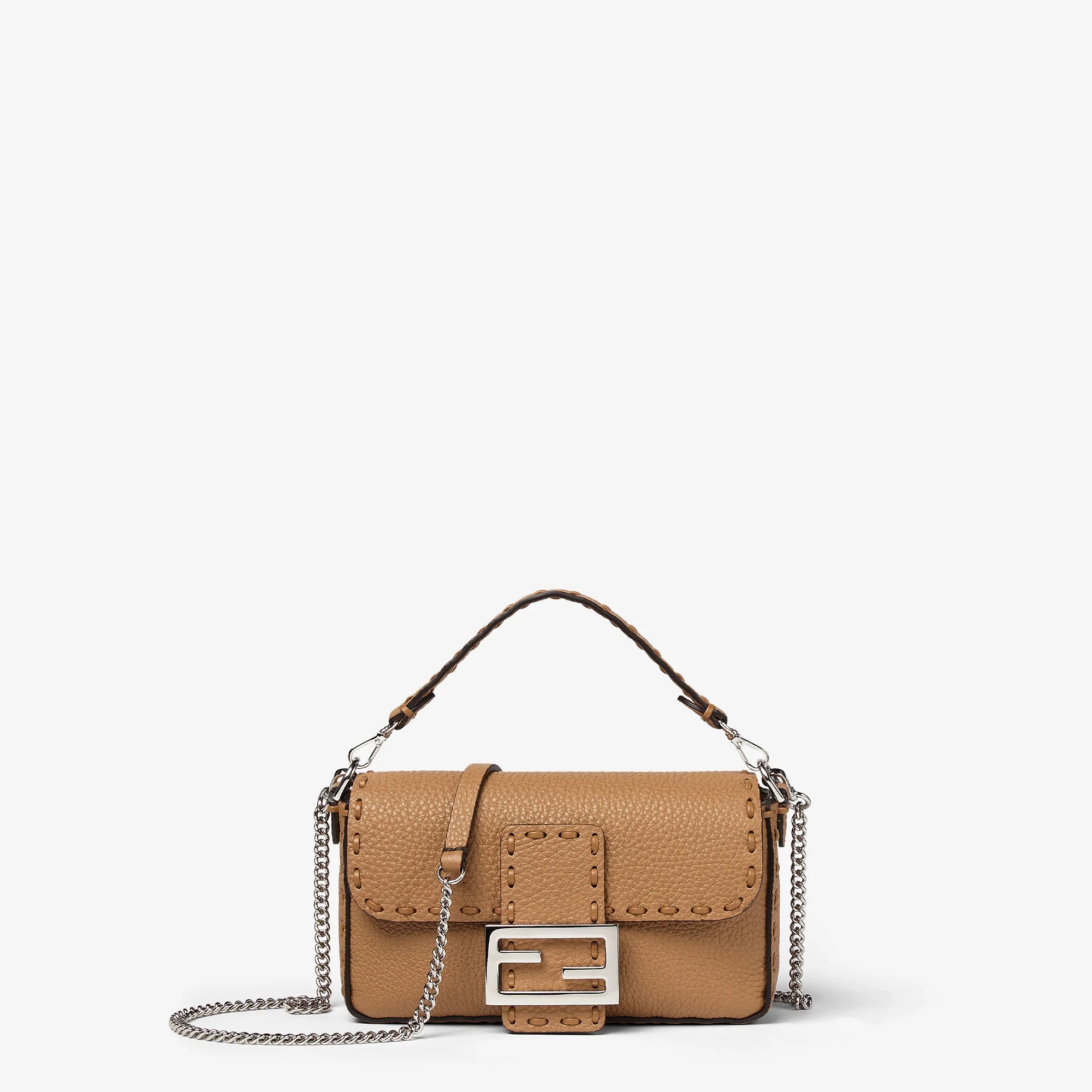 Fendi Baguette Mini Selleria — Cappuccino Cuoio Romano