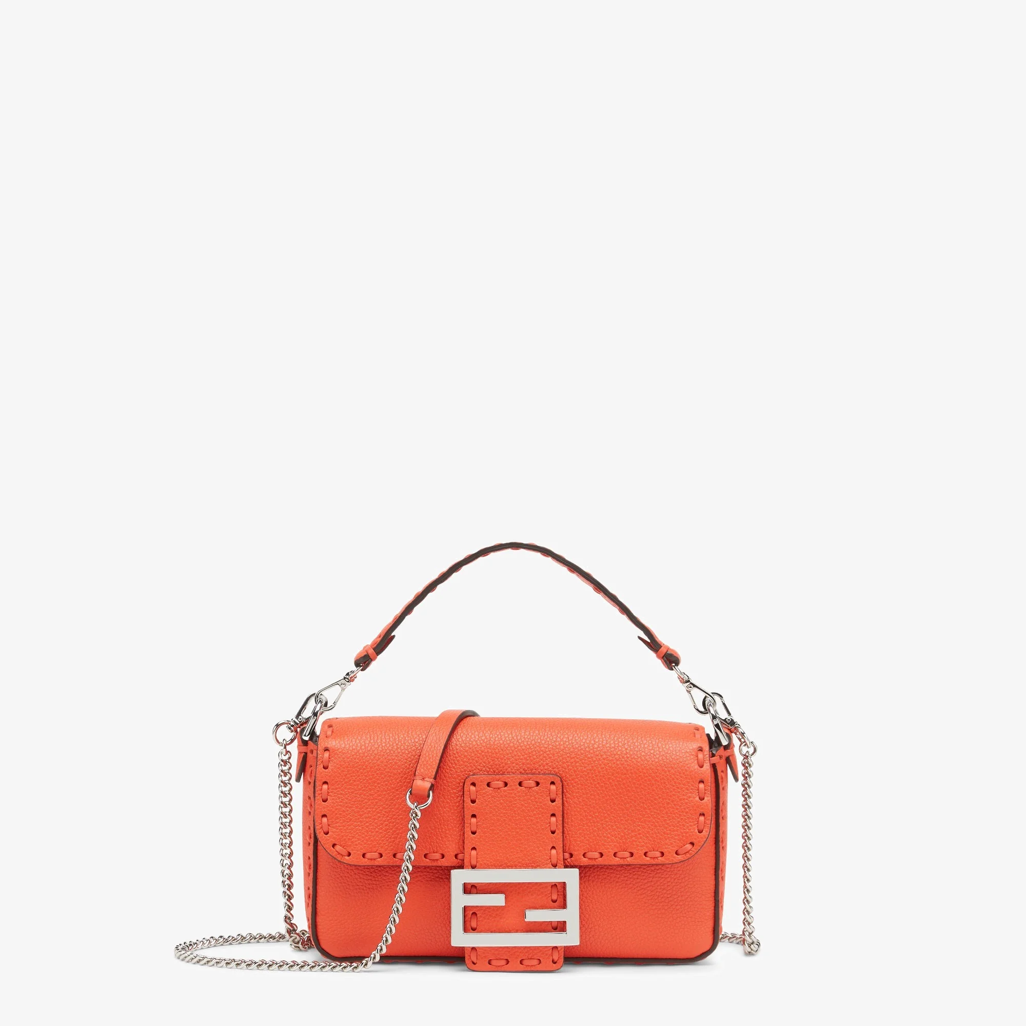 Fendi Baguette Mini Selleria — Red Cuoio Romano
